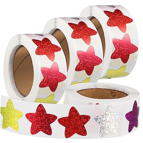 VICASKY Sternaufkleber Großpackung 4 Rollen Mit Mini-aufklebern Selbstklebende Belohnungsaufkleber Für Motivation Im Klassenzimmer von VICASKY
