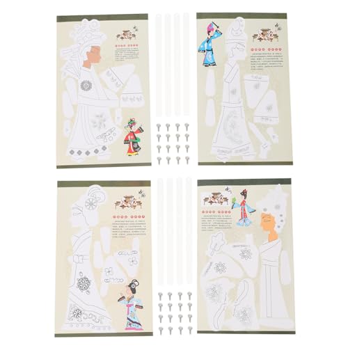 VICASKY 4 Sätze DIY-Material-kit Bastelset Als Interessanter Bausatz Handgefertigter Schattenpuppenspiel-bausatz Chinesisches Schattenpuppenspiel Selber Machen Papier von VICASKY