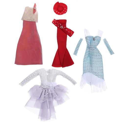 VICASKY 4 Sätze Doll Clothes für Puppen Teiliges Abendkleid Outfit für Puppen Leicht Anzuziehen Sichere Materialien für und Partys von VICASKY