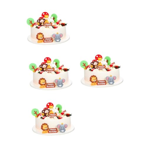 VICASKY 4 Sätze Kuchendekoration mit weichem Kleber geburtstagskuchen deko kuchen dekoration Löwengeburtstagsfeierdekorationen Tortenaufsatz für die Babyparty Cupcake-Topper für Babys von VICASKY