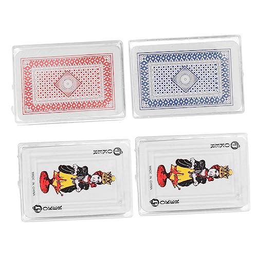 VICASKY 4 Sätze Mini-pokerkarten Kleine Kartenspielzeuge Winzige Spielkartendecks Kleines Deckspiel Mini-deckkarten Puppenhaus Für Kleine Spielkarten Reisespiel Plastik von VICASKY