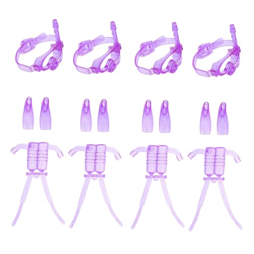 VICASKY 4 Sätze Teiliges Mini Tauchausrüstungs Set für Puppen Kunststoff Taucheranzug mit Sauerstoffflasche Tauchmaske und Flossen Langlebiges Tauchspielzeug für Poolparty und Puppen von VICASKY