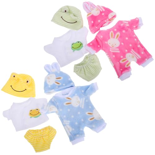 VICASKY 4 Satz Süße Babypuppenkleidung für 12 Zoll Puppen Realistische Puppenoutfits Bequeme Puppennachtwäsche für Mädchen Kaninchenkleidung und Tierkleidung Zubehör von VICASKY