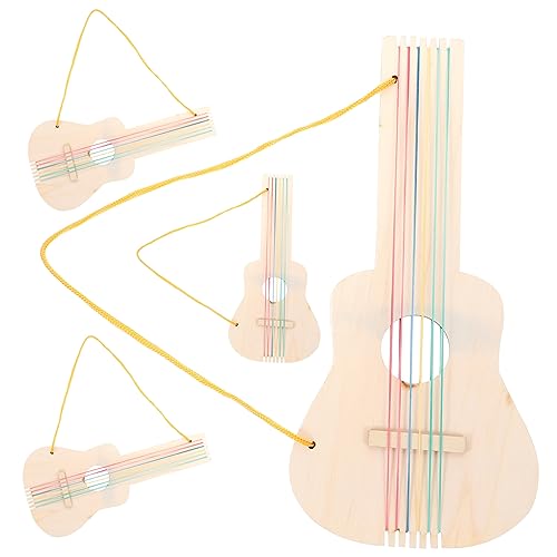 VICASKY 4er-Set Kindergitarren-Set Unlackiertes Leeres Musikinstrument Aus Holz Für Kunst Und Handwerk von VICASKY