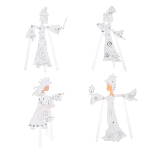 VICASKY 4 Sets DIY Material Kit Kinderspielzeug Puppen Mini Bastelset Farbige Schattenpuppenspiel Materialien DIY Kit DIY Chinesisches Schattenpuppenspiel Performance Requisitenpapier von VICASKY