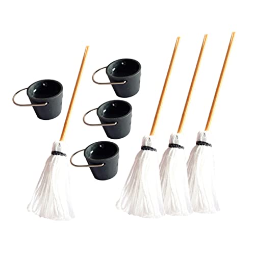 VICASKY Zubehör Puppenhaus Puppenhaus Zubehör 4 Sets Miniatur Reinigungswerkzeuge Mini Hausbedarf Detaillierte Miniatur Dekorationen Für Puppenhäuser Miniature Bucket Und Cleaning Tool Set von VICASKY