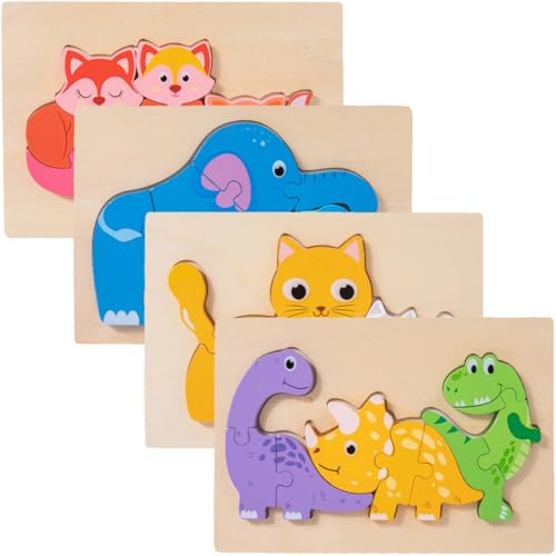 VICASKY 4 Sets Tierpuzzle Kindergeschenke Kinderpuzzles Kinderspielzeug Kleinkindpuzzles Für Kleinkinder Puzzles Für Kleinkinder Kleinkind Tierpuzzle Cartoon Tierpuzzle von VICASKY