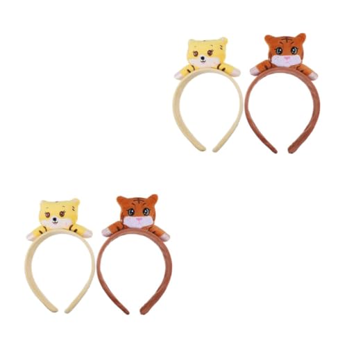 VICASKY 4 Stck. Plüsch Haarreifen Haarband Tiger Kostüm Haarreif Plüschohren Rutsch Weich Kopfschmuck für Karneval Party Fotoshooting von VICASKY