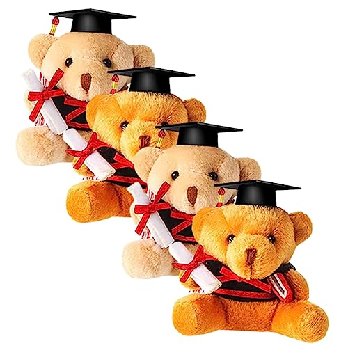 VICASKY 4 Stück Abschluss Bär Niedliche Plüschfigur mit Abschlussmütze und Flauschige Deko für Abschiedsfeiern und Gratulationsgeschenke von VICASKY