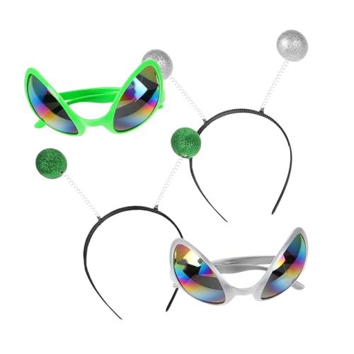 VICASKY 4 Stück Alien-Kostüm Weihnachten außerirdische Antenne Außerirdische Brille Ausländer halloween costumes halloween klamotten Halloween-Alien-Stirnband Alien-Cosplay-Kostüm Plastik von VICASKY