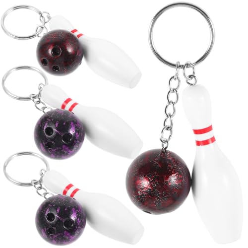 VICASKY 4 Stück Bowling Schlüsselanhänger mit Detailreichem Design Dekorative Anhänger für Taschen und Rucksäcke Leichte und Kompakte Mini Bowlingkugeln als Mitgebsel und Partydekoration von VICASKY