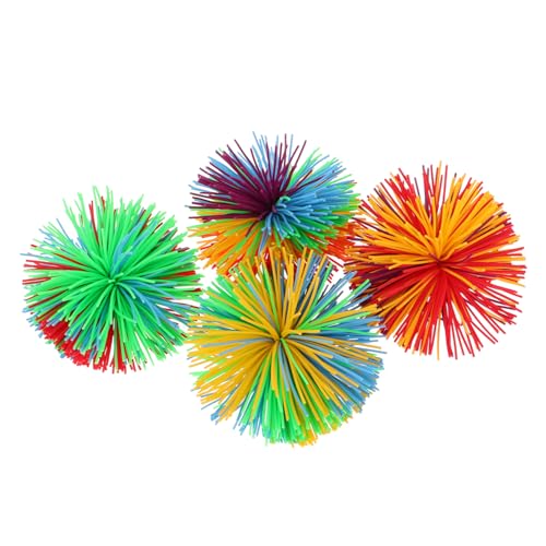 VICASKY 4 Stück Bunte Silikonkugeln Bunte Fadenförmige Kugel Zappeln Bälle Fadenförmiger Ball Sensorische Stressbälle Weiches Für Draußen Hüpfende Stressbälle Kieselgel von VICASKY