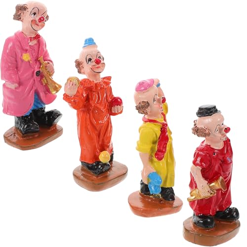 VICASKY 4 Stück Clown-Ornamente Clownfiguren Süßer Clown Clown-Accessoires Für Frauen Clown- Mini-Clown Mini -Clown -Figuren Harz von VICASKY