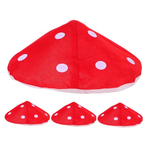 VICASKY 4 Stück Cm Bühne Und Leichte Polka Pilz Lange Kleine Hüte Bequeme Festival Kleid Rot Tragen Party Innen Veranstaltungen Durchmesser Kopfschmuck Funktionen Kostüm – Performance von VICASKY