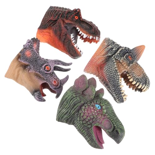 VICASKY 4 Stück Dinosaurier-handpuppe Handpuppe Für Geschichte Erzählende Marionette Kinderspielzeug Handpuppen Für Rollenspiel Handpuppe Handspielzeug Tierpuppen Vinyl von VICASKY