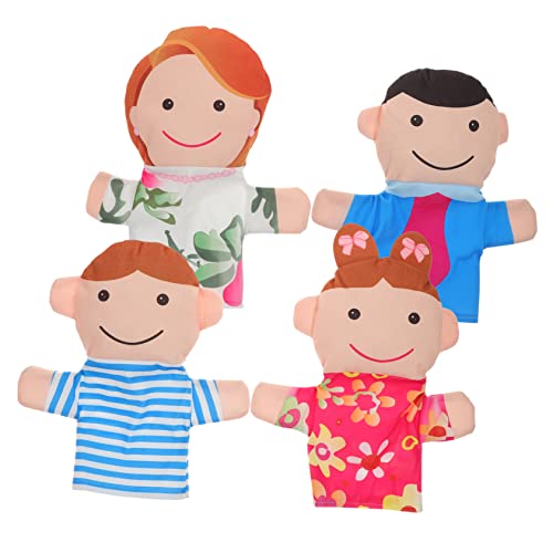 VICASKY 4 Stück Familie Handpuppe Handpuppen Für Marionettenfamilie Plüschpuppen Familienpuppen Handpuppenfamilie Lernspielzeug Für Ab 3 Jahren Handpuppen Für Babys Stoff von VICASKY