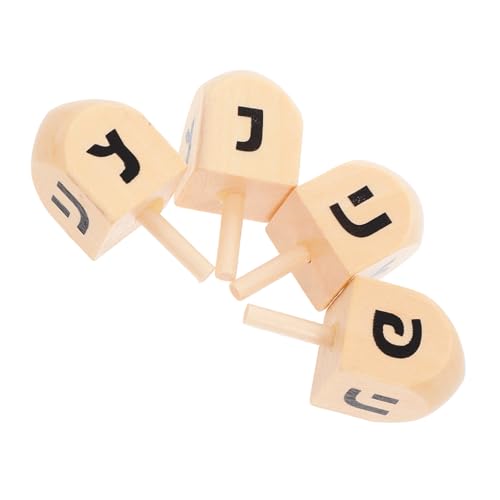VICASKY 4 Stück Große Handbemalte Holz Dreidels zum Bemalen Sicheres Hanukkah Kreatives DIY bastelset mit Glatter Oberfläche für Festtagsfeiern und Familienaktivitäten von VICASKY