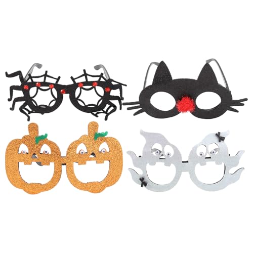 VICASKY 4 Stück Halloween Dekorative Partybrillen Teiliges mit Lustigen Cartoonmotiven Spinne Geist Katze Kürbis Stoff Verstellbar für Erwachsene für Kostüm und Maskenfeste VICASKY 4 Stück Halloween Dekorative Partybrillen Teiliges mit Lustigen Cartoonmotiven Spinne Geist Katze Kürbis Stoff Verstellbar für Erwachsene für Kostüm und Maskenfeste von VICASKY