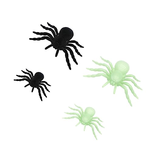 VICASKY 4 Stück Halloween-Schwarze Spinne Spinnenschutzmittel Halloween-Spinnenlicht Halloween Horror deko Halloween grusel deko künstliche Spinnen gefälschte Spinnen Plastik von VICASKY