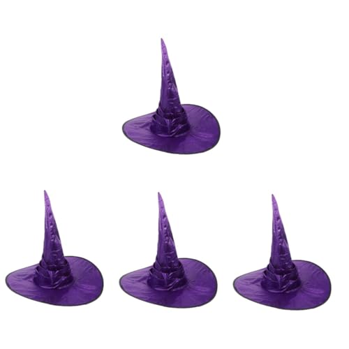 VICASKY 4 Stück Hexenhut mit Breiter Krempe für Halloween Verstellbar und Vielseitig Damen und Kostüm Accessoire für Party Cosplay Bühnenauftritte und Maskerade von VICASKY