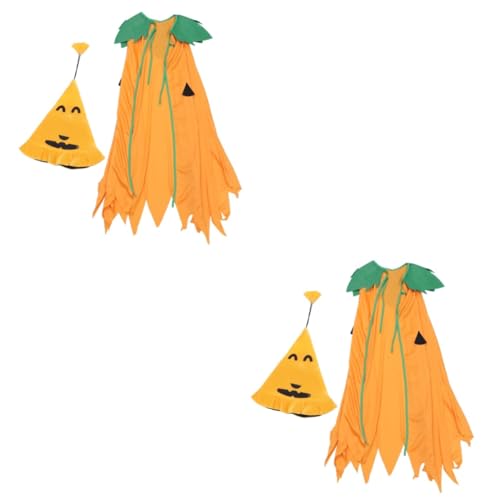 VICASKY 4 Stück Mantel und Hut für Halloween Hexenkostüm Cosplay-Zubehör Halloween umhang Halloween kostüm Hüte Kinderkleidung Halloween-Kürbismantel und -Hut Halloween-Outfit bilden von VICASKY