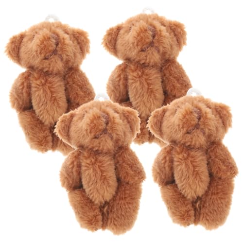 VICASKY 4 Stück Mini Bär Deko Plüschbär Anhänger für Taschen und Schlüssel Kuscheltier für Puppenhaus und Kreative Dekoration Niedliche und Realistische Miniaturfiguren von VICASKY