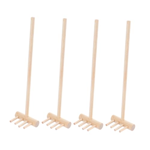 VICASKY 4 Stück Mini Holzrechen Sandrechen Mini Sandtischrechen Sandkastenrechen Minirechen Basteln Gartensandwerkzeuge Sandkasten Miniaturrechen Tisch Minirechen Miniaturgartengeräte von VICASKY