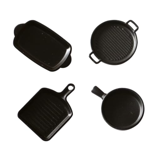 VICASKY 4 Stück Miniatur Backblech Teilig aus Miniatur Steakplatte für Puppenhaus Glatte Oberfläche Langlebig Zufällige Farben Küchenzubehör und Geschenkidee Zufällige von VICASKY