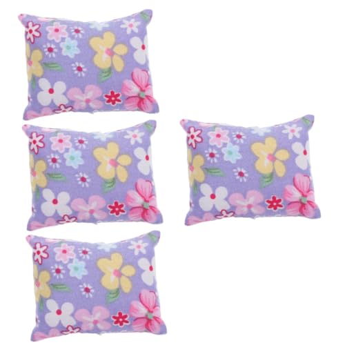 VICASKY 4 Stück Miniatur Kissen Puppenhaus Dekoration Entzückendes Mini Sofa Kissen Modell Kompakte Miniatur Möbel Zubehör für DIY Puppenhaus und Babybett Realistisch und Farbenfroh von VICASKY