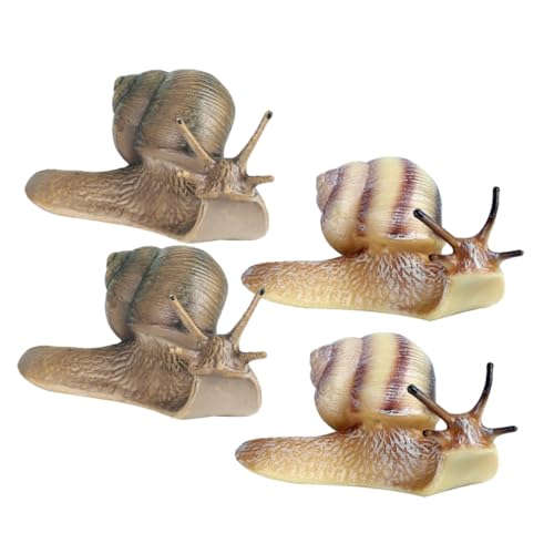 VICASKY 4 Stück Miniatur Schneckenfigur Realistische Plastikschnecken für Lehrmittel Feengarten Dekoration Bonsai Pflanzen Dekoration Lernspielzeug von VICASKY