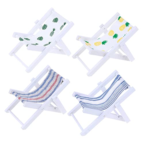 VICASKY 4 Stück Miniatur Strandstuhl Teilig Bunten Streifenmustern Leichte Puppenhaus Deko Detailgetreue Miniatur Liegestühle für Spiel und Garten DIY VICASKY 4 Stück Miniatur Strandstuhl Teilig Bunten Streifenmustern Leichte Puppenhaus Deko Detailgetreue Miniatur Liegestühle für Spiel und Garten DIY von VICASKY
