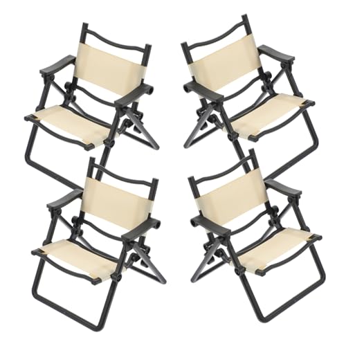 VICASKY 4 Stück Miniature Möbel Strandstuhl Puppenhaus Deko Stabil und Leicht für Kreatives Spielzeugzubehör Perfektes Miniaturmöbel für Sammler von VICASKY