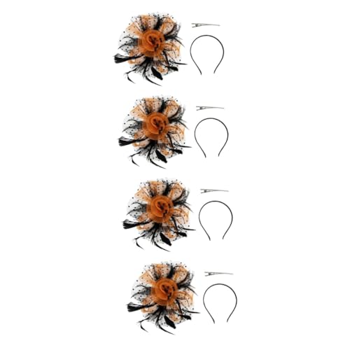 VICASKY 4 Stück Party Haarband aus Feinem Netzstoff Widerstandsfähig und Vielseitig Einsetzbar für Halloween Hochzeiten und Festliche Anlässe Damen Haarschmuck in Schwarz Orange VICASKY 4 Stück Party Haarband aus Feinem Netzstoff Widerstandsfähig und Vielseitig Einsetzbar für Halloween Hochzeiten und Festliche Anlässe Damen Haarschmuck in Schwarz Orange von VICASKY