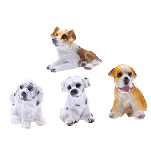 VICASKY 4 Stück Simulationshund Mini-tierfiguren Realistische Hundefiguren Hundestatue Welpen-bonsai-figuren Realistische Tierspielzeuge Mini-kuchen Harz Spielzeugzimmer Miniatur Kleinkind von VICASKY
