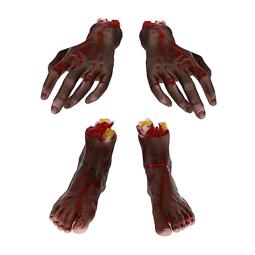 VICASKY 4 Stück Simulierte blutige Prothese Halloween-Dekorationen Körperteile falsche Ratte Halloween Fake Blood Halloween Horror deko gefälschte Hand für Halloween Fußstützen VICASKY 4 Stück Simulierte blutige Prothese Halloween-Dekorationen Körperteile falsche Ratte Halloween Fake Blood Halloween Horror deko gefälschte Hand für Halloween Fußstützen von VICASKY