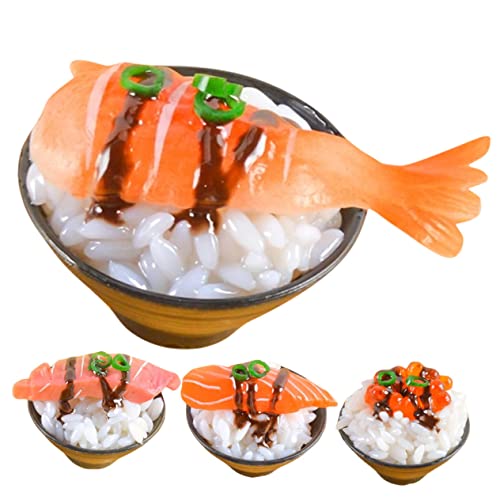 VICASKY 4 Stück Simulierter Sushi-Reis Requisite Für Küchenfotografie Gefälschter Fisch Lebensmittel-Miniatur Künstliches Sushi-Sashimi-Modell Fisch Spielzeug PVC Kind Schmecken Spielset von VICASKY