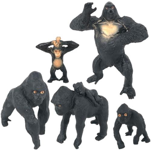VICASKY 4 Stück Spielzeug Tiermodelle Tierische Spielsachen Schimpansenfigur Schimpansen-Statue Schimpansen-Modelle Simulation Tierfigur Mini-tiermodell Dekorationen Plastik Wild Kind von VICASKY