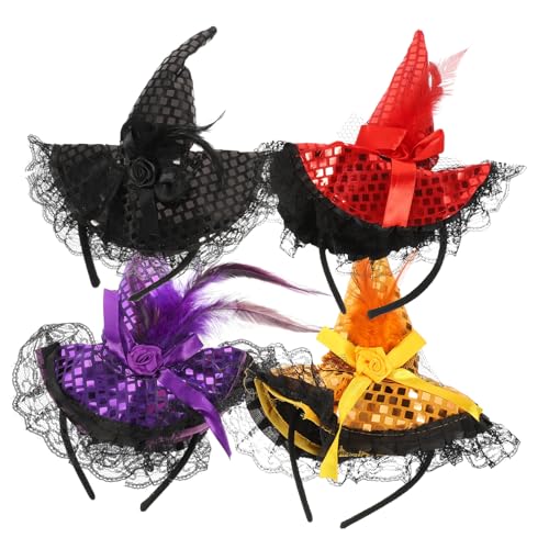 VICASKY 4 Stück Stirnband funky Halloween-Lichter Zwerge Zaubererhut Vampir-Schnuller Weiden halloween haarspangen haarspange halloween headband haarband Festivalbedarf Feder VICASKY 4 Stück Stirnband funky Halloween-Lichter Zwerge Zaubererhut Vampir-Schnuller Weiden halloween haarspangen haarspange halloween headband haarband Festivalbedarf Feder von VICASKY