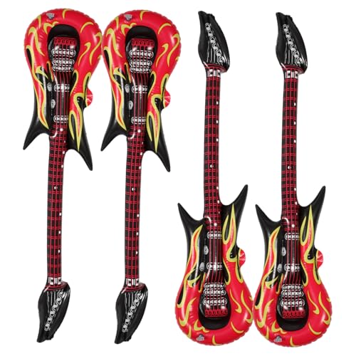 VICASKY 4 Stück Teiliges Aufblasbares Gitarren aus Hochwertigem PVC Langlebige Poolspielzeuge und Musik Party Dekorationen für Junge Mädchen für Geburtstage und Wasseraktivitäten von VICASKY