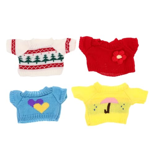 VICASKY 4 Stück Teiliges Bär Puppenoutfit aus Weichem Stoff mit Herz Blume Regenschirm Weihnachtsbaum Motiven Kuscheltier Kleidung für Mädchen Geburtstag DIY Plüsch Zubehör von VICASKY