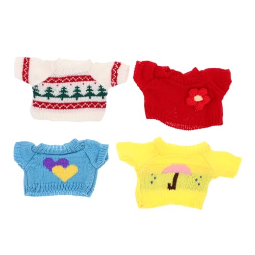 VICASKY 4 Stück Teiliges Bärenpullover aus Baumwolle Süße Weihnachtsmuster Kuscheltier Kleidung Leichte Tragbare Puppenoutfits für DIY Plüschspielzeug Zubehör von VICASKY