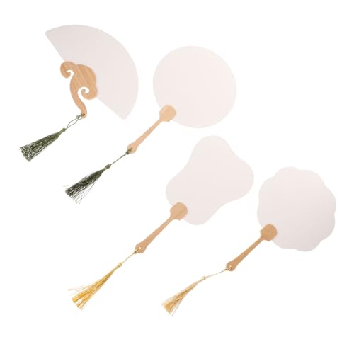 VICASKY 4 Stück Teiliges DIY Handfächer aus Papier und Blanko Ventilatoren in Verschiedenen Mini Formen Leicht Bemalen und Gestalten Kreative Malfächer für Hobby und Kreativität von VICASKY