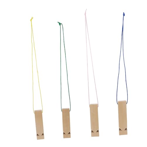 VICASKY 4 Stück Teiliges DIY Holzpfeifen mit Aufhängeseil Natürliche Holzflöten für Fördert Musikalische Kreativität und Spielerisches Lernen Robustes Material für Zufällige Farbe von VICASKY