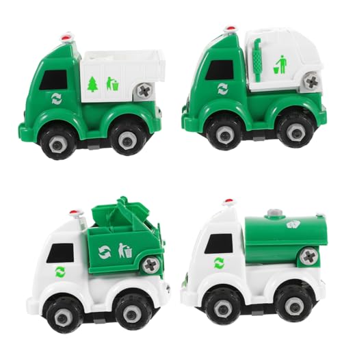 VICASKY 4stücke Abnehmbare Spielzeug Müllwagen Für Junge Mädchen Umweltfreundliches Sanitation Fahrzeug Mit Werkzeug Lernspielzeug Für Kleine Hände Farben Zufällig von VICASKY