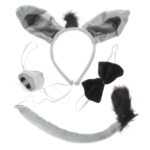 VICASKY 4 Stück Teiliges Esel Kostüm für Stirnband Fliege Nase und Bequemes Tierverkleidung Zubehör für Halloween Karneval Cosplay und Mottopartys VICASKY 4 Stück Teiliges Esel Kostüm für Stirnband Fliege Nase und Bequemes Tierverkleidung Zubehör für Halloween Karneval Cosplay und Mottopartys von VICASKY