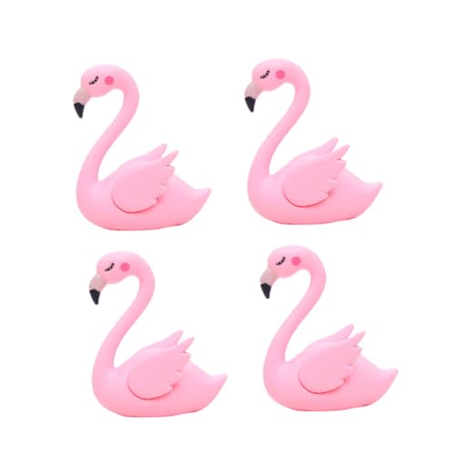 VICASKY 4 Stück Teiliges Flamingo Deko aus Kunststoff Vielseitiger Flamingo Ornament für Kuchen Auto und Zuhause Niedliche Tortendeko mit Geöffneten Flügeln Farbenfrohe Party und von VICASKY
