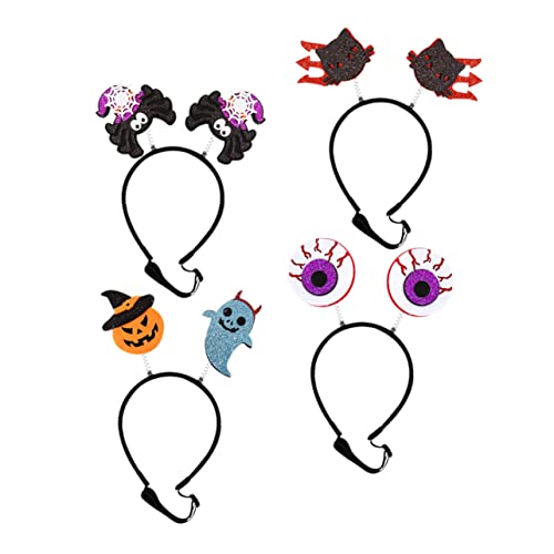 VICASKY 4 Stück Teiliges Halloween Haustier Haarband Lustige Kostüme mit Spinnen Hut Katzen Augenkugel und Kürbis für Halloween Partys Geeignet für Hunde und Katzen von VICASKY