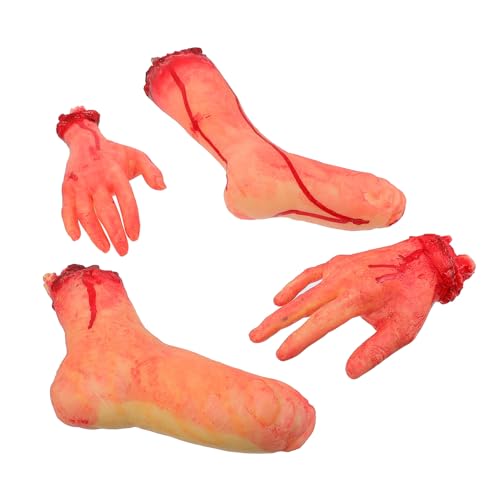 VICASKY 4 Stück Teiliges Halloween Horror Dekorationsset mit Realistischen Vinyl Abgetrennten Händen und Füßen Gruselige Requisiten für Geisterhaus Party Deko Wiederverwendbar und VICASKY 4 Stück Teiliges Halloween Horror Dekorationsset mit Realistischen Vinyl Abgetrennten Händen und Füßen Gruselige Requisiten für Geisterhaus Party Deko Wiederverwendbar und von VICASKY