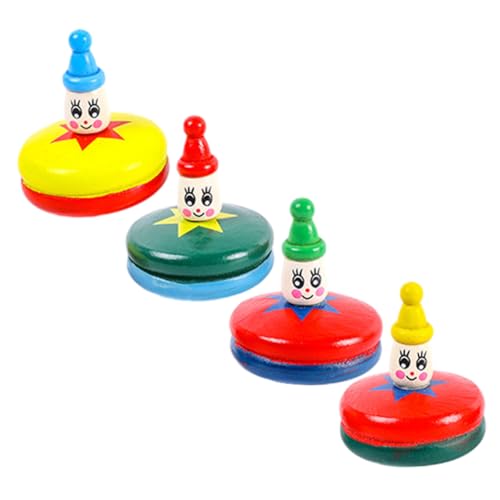 VICASKY 4 Stück Teiliges Holz Gyroskop Manuell Drehbar Kompaktes Kreiselspielzeug für Pädagogisches Holzspielzeug für Handliche Geschicklichkeit und Partyspaß von VICASKY