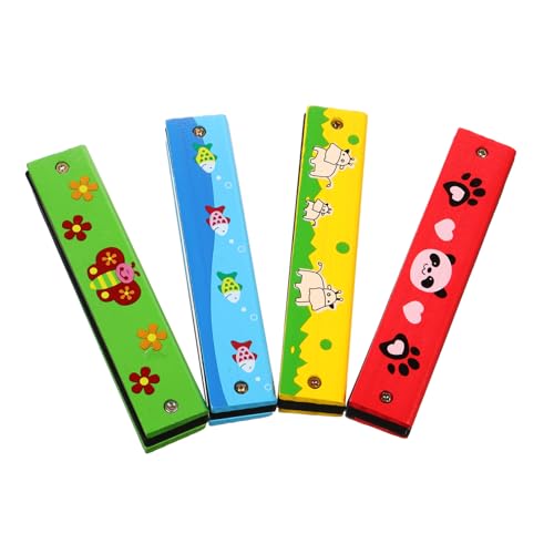 VICASKY 4 Stück Teiliges Holzmundharmonika Set Bunte Cartoon Designs Pädagogisches Musikinstrument für Vorschule und Grundschule Fördert Konzentration und Geduld Spielerisch VICASKY 4 Stück Teiliges Holzmundharmonika Set Bunte Cartoon Designs Pädagogisches Musikinstrument für Vorschule und Grundschule Fördert Konzentration und Geduld Spielerisch von VICASKY